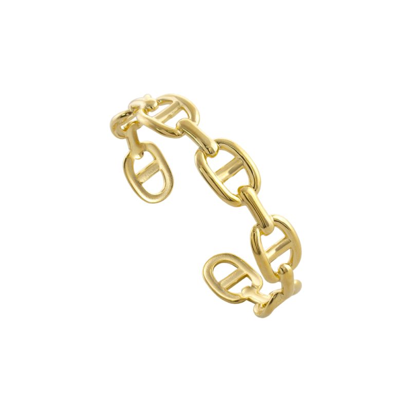 Βραχιόλι Links ατσάλινο επίχρυσο σταθερό 1.2 cm με σχέδιο