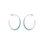 Σκουλαρίκια Links ατσάλινα κρίκοι 4 cm με τιρκουάζ σμάλτο