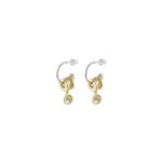 Σκουλαρίκια Harlequin μεταλλικά ασημί κρικάκια με επίχρυσα στοιχεία και ματάκι