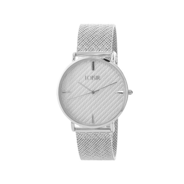 Ρολόι Runway με ατσάλινο mesh band και λευκό textured καντράν