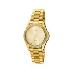 Ρολόι Shade με επίχρυσο ατσάλινο μπρασελέ, χρυσό καντράν και πολύχρωμα κρύσταλλα