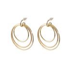 Σκουλαρίκια Links μεταλλικά επίχρυσα κρίκοι τριπλοί