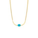 Κολιέ Mini ατσάλινο επίχρυσο με τιρκουάζ πέτρα