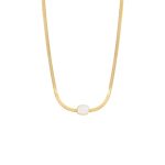 Κολιέ Mini ατσάλινο επίχρυσο με λευκή πέτρα