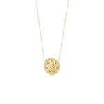 Κολιέ Karma ατσάλινο επίχρυσo με ήλιο και λευκά ζιργκόν