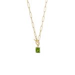 Κολιέ Mini ατσάλινο επίχρυσο με καδένα και ανοιχτό πράσινο ζιργκόν