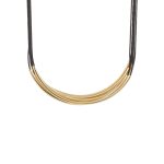 Κολιέ Symbols μαύρο κορδόνι με μεταλλικά επίχρυσα στοιχεία