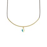 Κολιέ Symbols μαύρο κορδόνι με μεταλλικό επίχρυσο στοιχείο και καρδιά με glitter