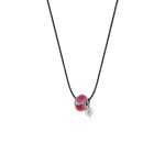 Κολιέ Harlequin μαύρο κορδόνι με στοιχείο murano και πέρλα