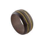 Βραχιόλι ξύλινο καφέ με μεταλλικές επίχρυσες καδένες