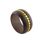 Βραχιόλι ξύλινο καφέ με μεταλλική επίχρυση καδένα