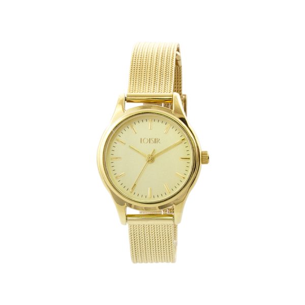 Ρολόι Mini Elegance με μεταλλικό επίχρυσο mesh band και χρυσό καντράν
