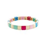 Βραχιόλι Pop μεταλλικό επίχρυσο ελαστικό με πολύχρωμο σμάλτο