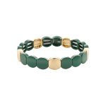 Βραχιόλι Pop μεταλλικό επίχρυσο ελαστικό με πράσινο σμάλτο