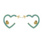 Σκουλαρίκια Happy Hearts ατσάλινα επίχρυσα με καρδιές και τιρκουάζ σμάλτο