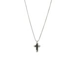 Κολιέ Men's ατσάλινο με σταυρό με μαύρο δέρμα