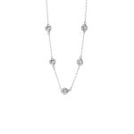 Κολιέ Happy Hearts ατσάλινο με λευκές καρδιές ζιργκόν