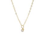 Κολιέ Mini ατσάλινο επίχρυσο με στοιχείο με λευκή πέρλα