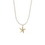 Κολιέ La Dolce Vita ασημένιο επίχρυσο με λευκές πέρλες και αστερία