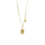 Κολιέ Charming μεταλλικό επίχρυσο με στοιχεία και λευκά ζιργκόν