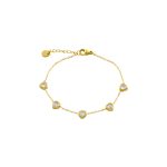 Βραχιόλι Happy Hearts ατσάλινο επίχρυσο με λευκές καρδιές ζιργκόν