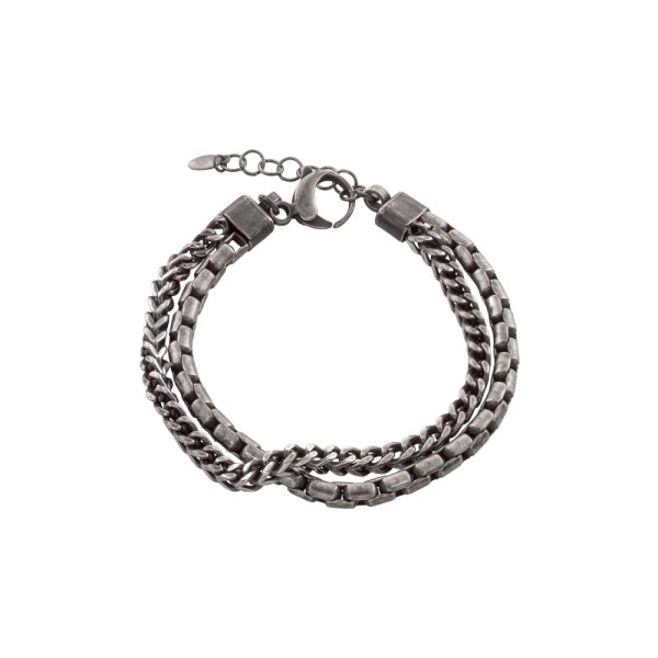 Βραχιόλι Men's ατσάλινο gun metal διπλό