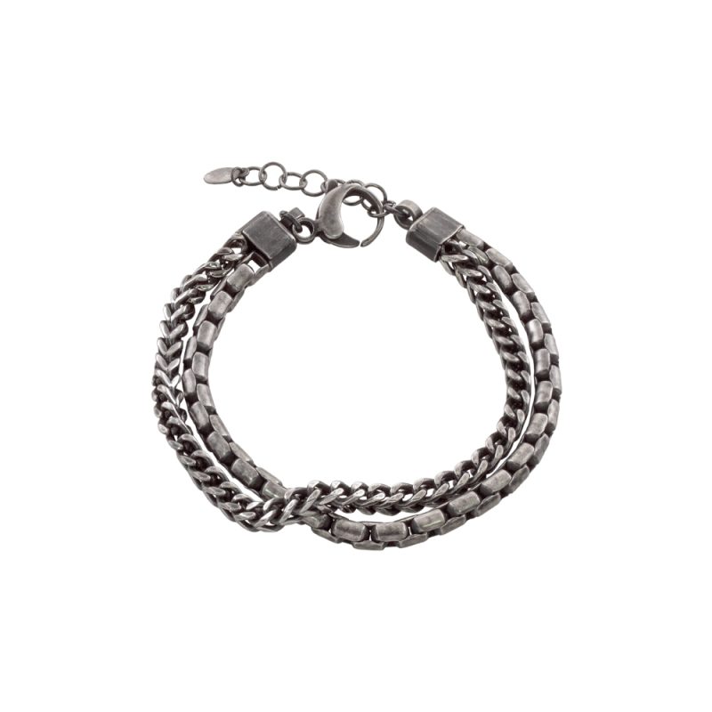 Βραχιόλι Men's ατσάλινο gun metal διπλό