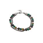 Βραχιόλι Men's ατσάλινο διπλό με πολύχρωμες πέτρες