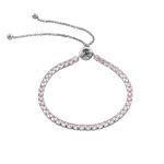 Βραχιόλι Festive ατσάλινο ασημί ριβιέρα με ροζ ζιργκόν