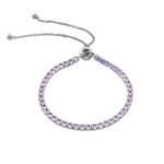 Βραχιόλι Festive ατσάλινο ασημί ριβιέρα με λιλά ζιργκόν