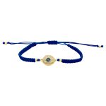 Βραχιόλι Charming μακραμέ με μεταλλικό επίχρυσο μάτι με μπλε και λευκά ζιργκόν