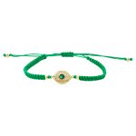 Βραχιόλι Charming μακραμέ με μεταλλικό επίχρυσο μάτι με πράσινο και λευκά ζιργκόν