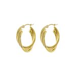 Σκουλαρίκια Links ατσάλινα επίχρυσα τριπλά κρικάκια 2.6 cm