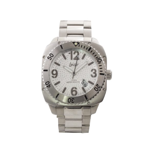 Ρολόι Loisir με ατσάλινο μπρασελέ και ασημί καντράν με σχέδια