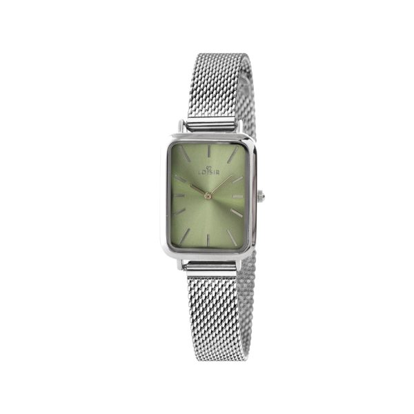 Ρολόι Oldie με ατσάλινο mesh band και lime πράσινο καντράν