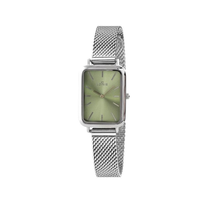 Ρολόι Oldie με ατσάλινο mesh band και lime πράσινο καντράν