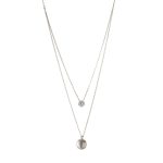 Κολιέ Lovely ασημένιο διπλό με στοιχείο και λευκό ζιργκόν