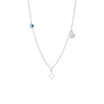 Κολιέ Lovely ασημένιο με σταυρό, καρδιά και ματάκι