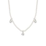 Κολιέ La Dolce Vita ασημένιο με λευκές πέρλες και λευκά ζιργκόν