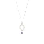Κολιέ La Dolce Vita ασημένιο με λευκές πέρλες και λιλά ζιργκόν