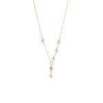 Κολιέ Lovely ασημένιο επίχρυσο με λευκές πέρλες και λευκό ζιργκόν