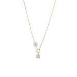 Κολιέ Lovely ασημένιο επίχρυσο με λευκή πέρλα και λευκό ζιργκόν - Image 2