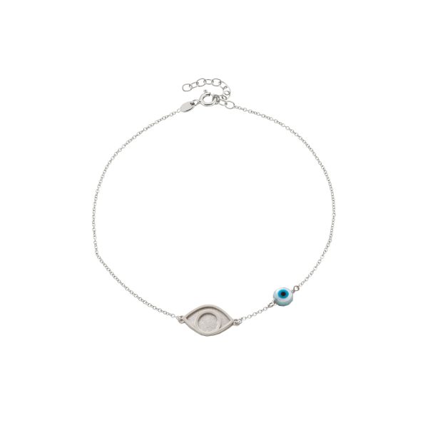 Βραχιόλι Lovely ασημένιο με μάτι, πέρλα και ματάκι