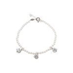 Βραχιόλι La Dolce Vita ασημένιο με λευκές πέρλες και λευκά ζιργκόν