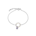 Βραχιόλι La Dolce Vita ασημένιο με λευκές πέρλες και λιλά ζιργκόν