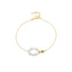 Βραχιόλι La Dolce Vita ασημένιο επίχρυσο με λευκές πέρλες και champagne ζιργκόν