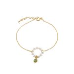 Βραχιόλι La Dolce Vita ασημένιο επίχρυσο με λευκές πέρλες και πράσινο ζιργκόν