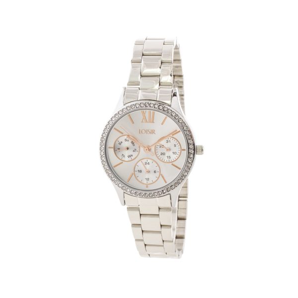 Ρολόι Speedway με ατσάλινο μπρασελέ και ασημί καντράν