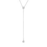 Κολιέ Happy Hearts ατσάλινο "Y" με λευκά ζιργκόν