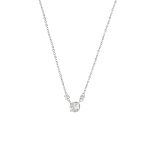 Κολιέ Happy Hearts ατσάλινο με λευκά στρογγυλά ζιργκόν